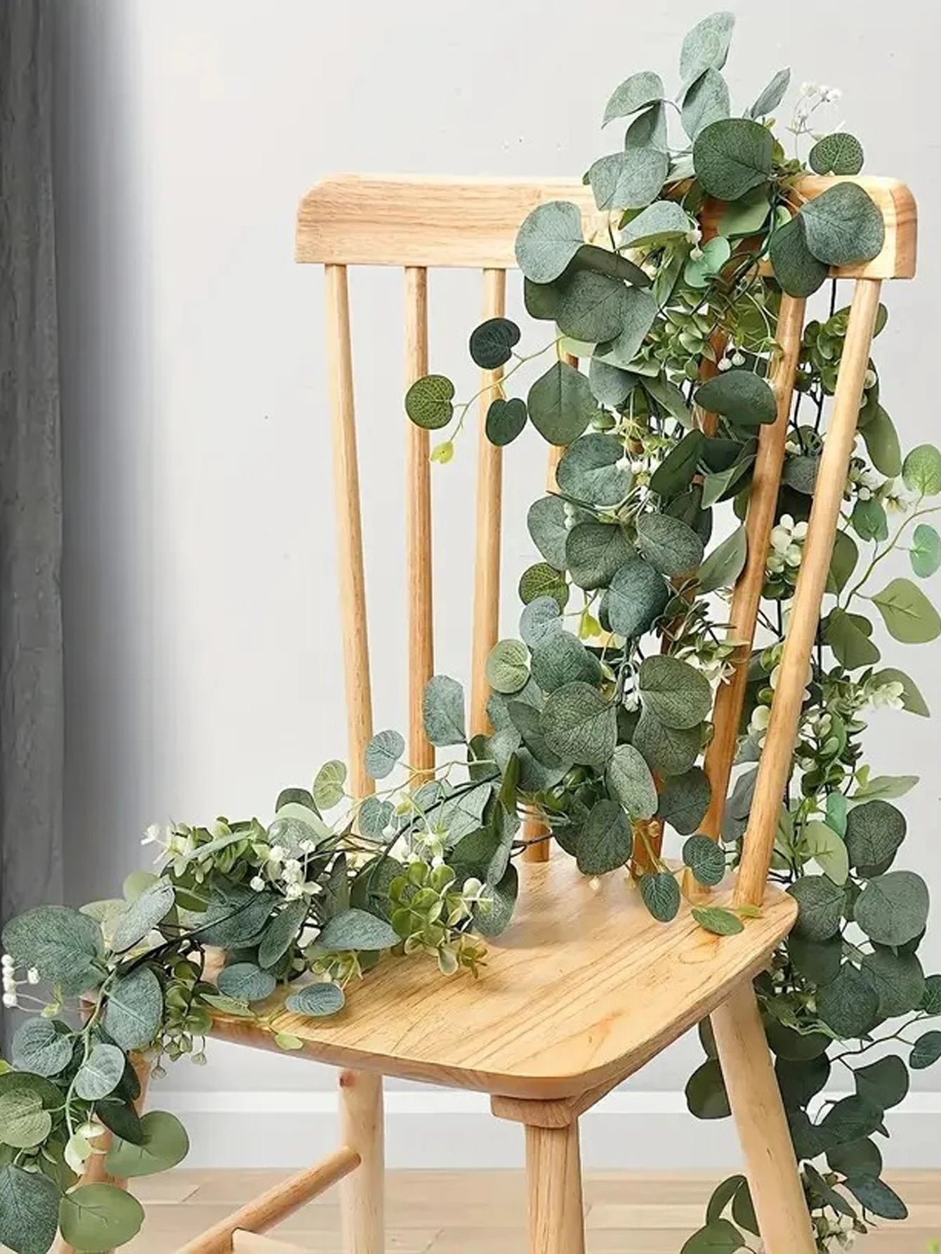 1pc 5.9FT Artificial Eucalyptus Vine Fake Rose Flowers Gypsophila Garland For Wedding Home Party Craft Art Table Runner Decor - Velora