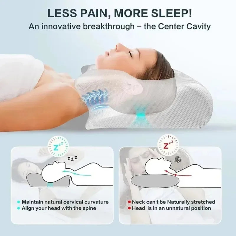 1PC Butterfly Memory Neck Pillow Slow Rebound Comfortable Sleep Memory Foam Pillow 2 in 1 Ergonomic Contour Pillows Home Supply Velora