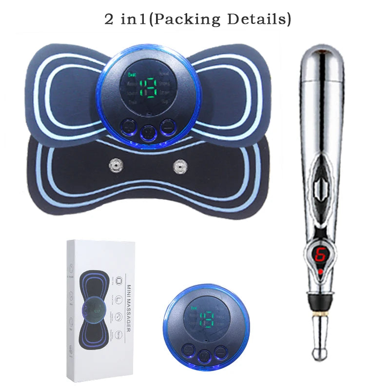 Portable Massage Foot Pad Massage Patch Massage Pen Cervical Neck and Back Full Body Massage Combination Set - Velora