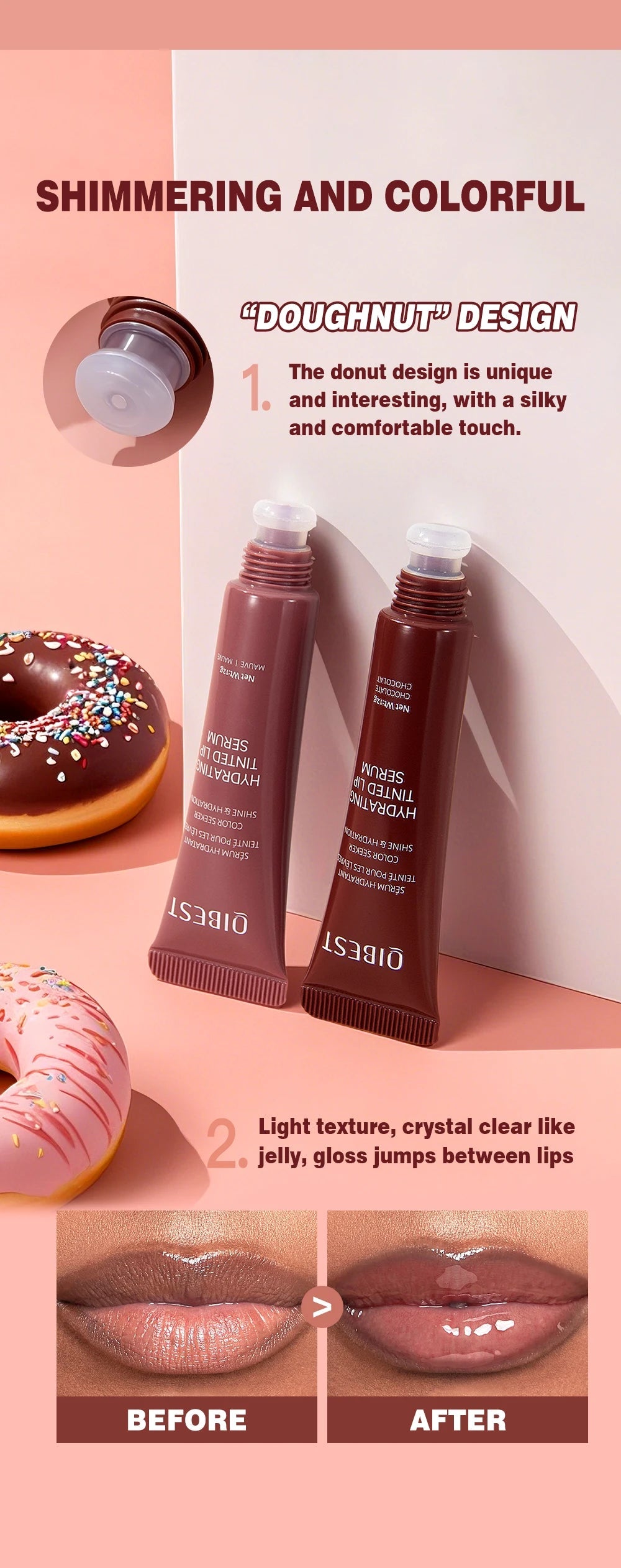 Nude Brown Plumping Lip Gloss Moisturising Colored Lip Serum Transparent Fullness Lips Tint Soft Tube Make Up Beauty Lips Care - Velora