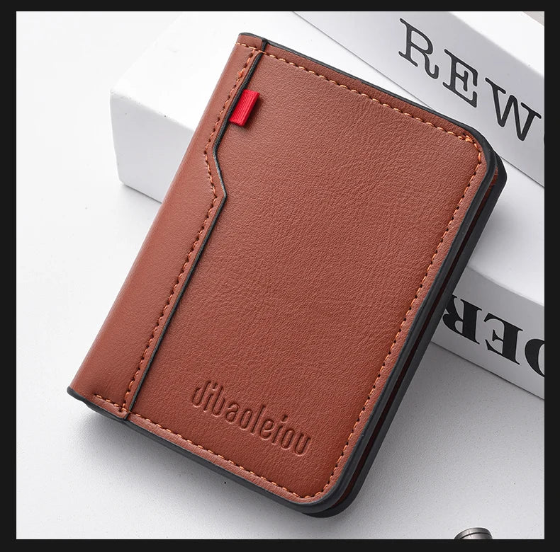 1Pc New Ultra-thin Mini Soft PU Leather Credit Card Wallet Holder Short Vertical High Quality Men's Wallet - Velora