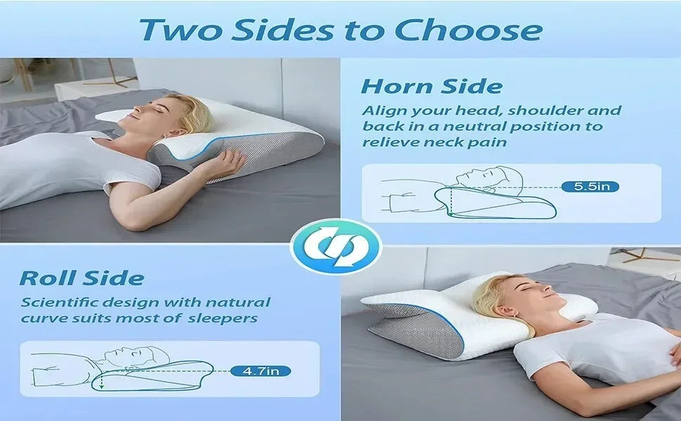 1pc Memory Foam Cervical Pillow, 2 in 1 Ergonomic Contour Orthopedic Pillow for Neck Pain Support Pillows Pillowcase replacement Velora