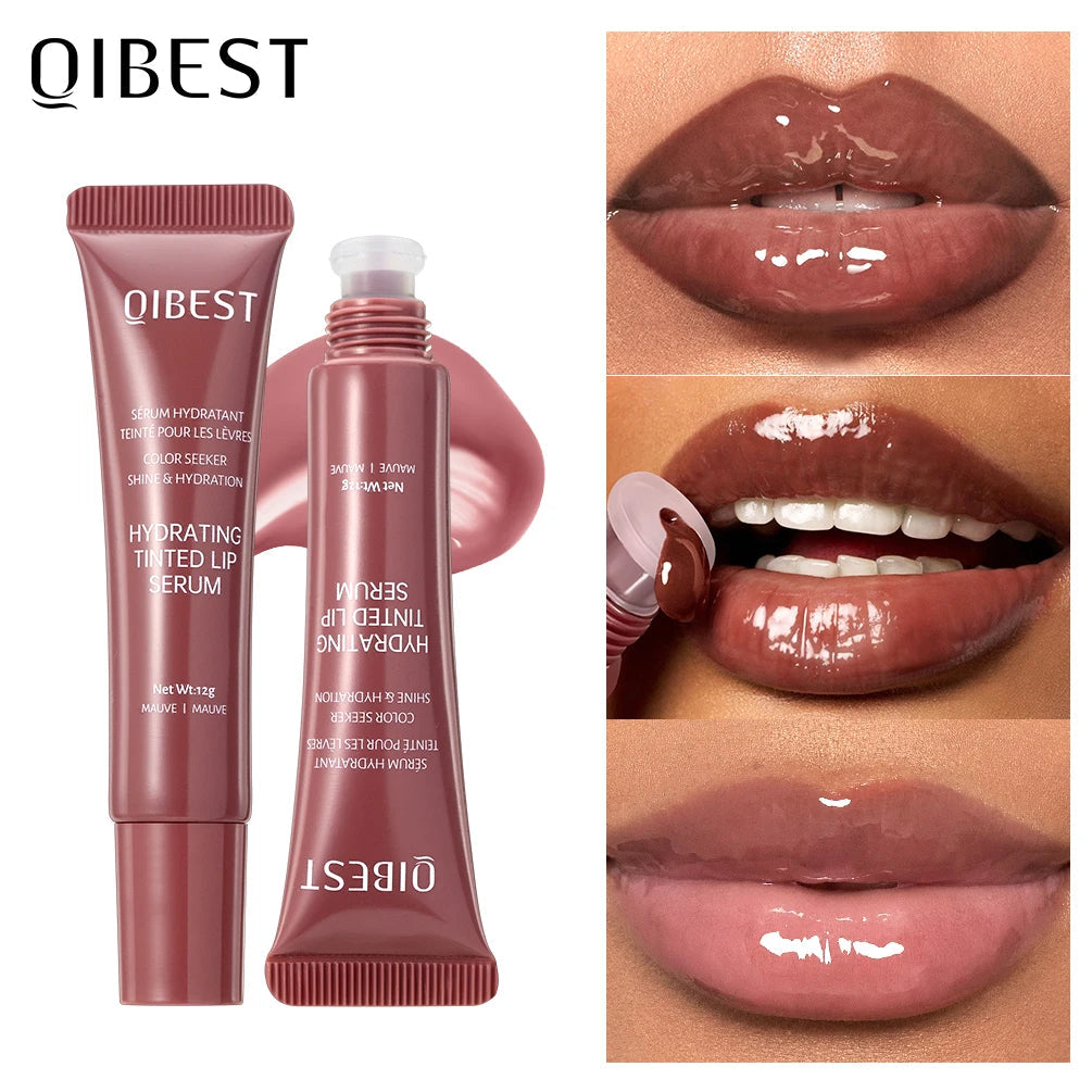 Nude Brown Plumping Lip Gloss Moisturising Colored Lip Oil Transparent Fullness Lips Tint Soft Tube Make Up Beauty Lips Care 12g - Velora