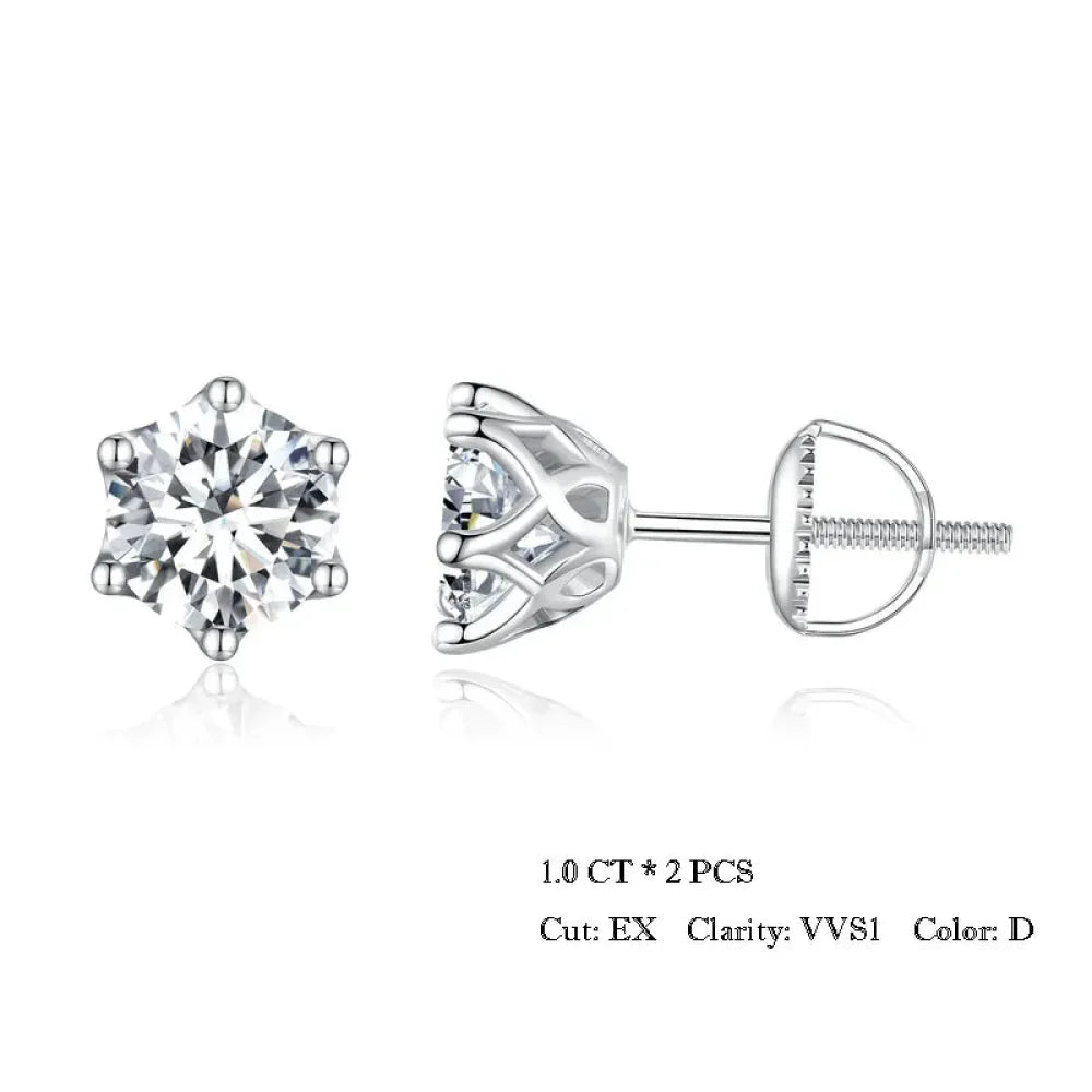 Radiant Moissanite Stud Earrings | D Color Round Cut 925 Silver, Gold Plated - Velora