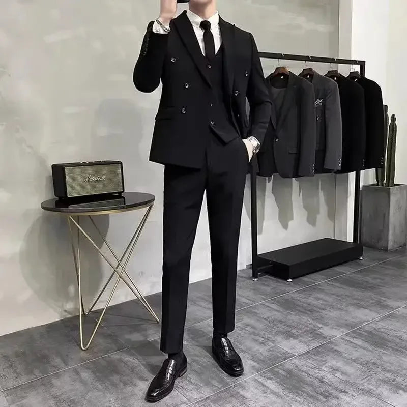 Wedding 2 Piece Outfit Set Male Slim Fit Full Men's Suits and Blazers Dress Formal Groom Clothes Elegant Spring Autumn Luxury - Velora