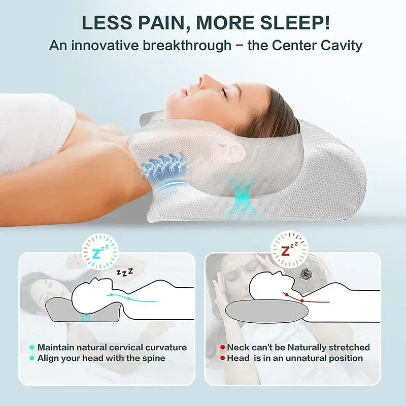 1pc Memory Foam Cervical Pillow Fast Rebound Memory Sleeping Pillows 2in1 Ergonomic Orthopedic Pillow for Neck Pain Neck Pillow Velora