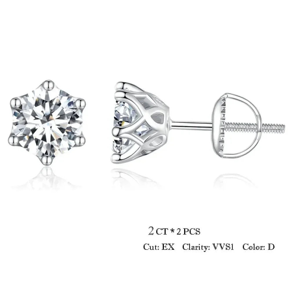 Radiant Moissanite Stud Earrings | D Color Round Cut 925 Silver, Gold Plated - Velora