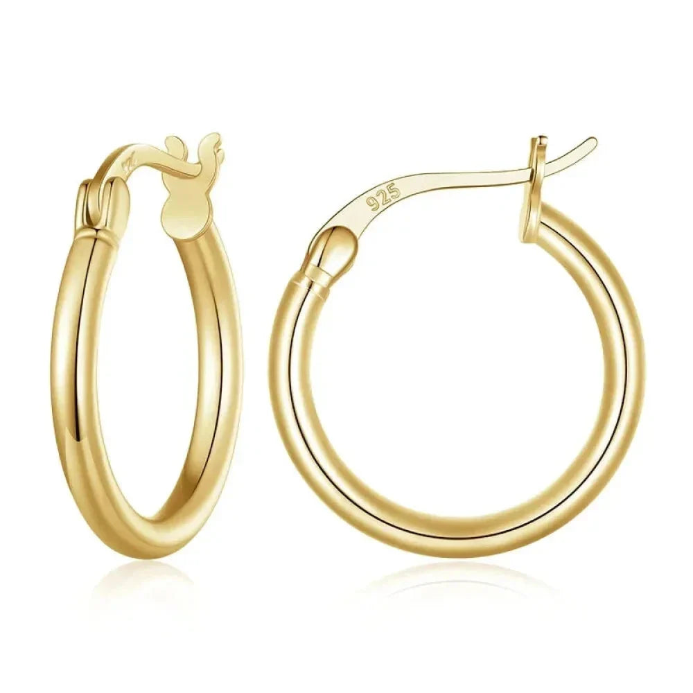14K White Gold-Plated 925 Sterling Silver Hoop Earrings - Stylish And Hypoallergenic Jewelry For Women - Velora