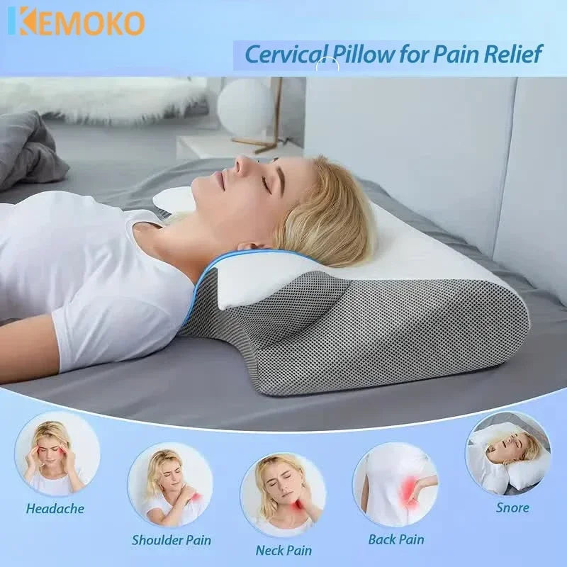 1pc Memory Foam Cervical Pillow, 2 in 1 Ergonomic Contour Orthopedic Pillow for Neck Pain Support Pillows Pillowcase replacement Velora