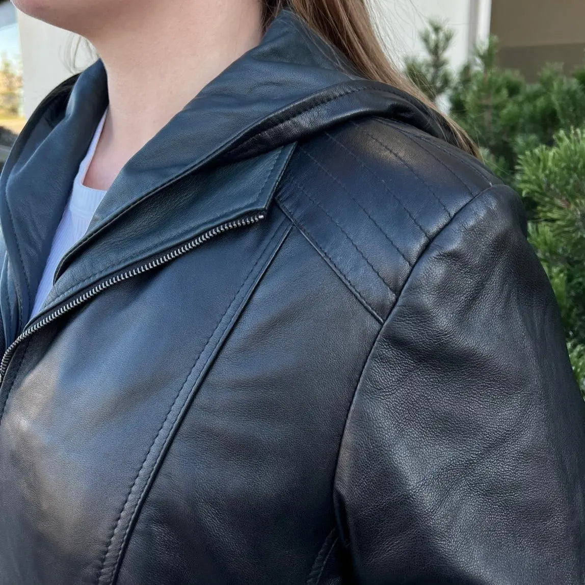 Sheep Leather Jacket with Removable Hood Boutique of Leathers/Open Road