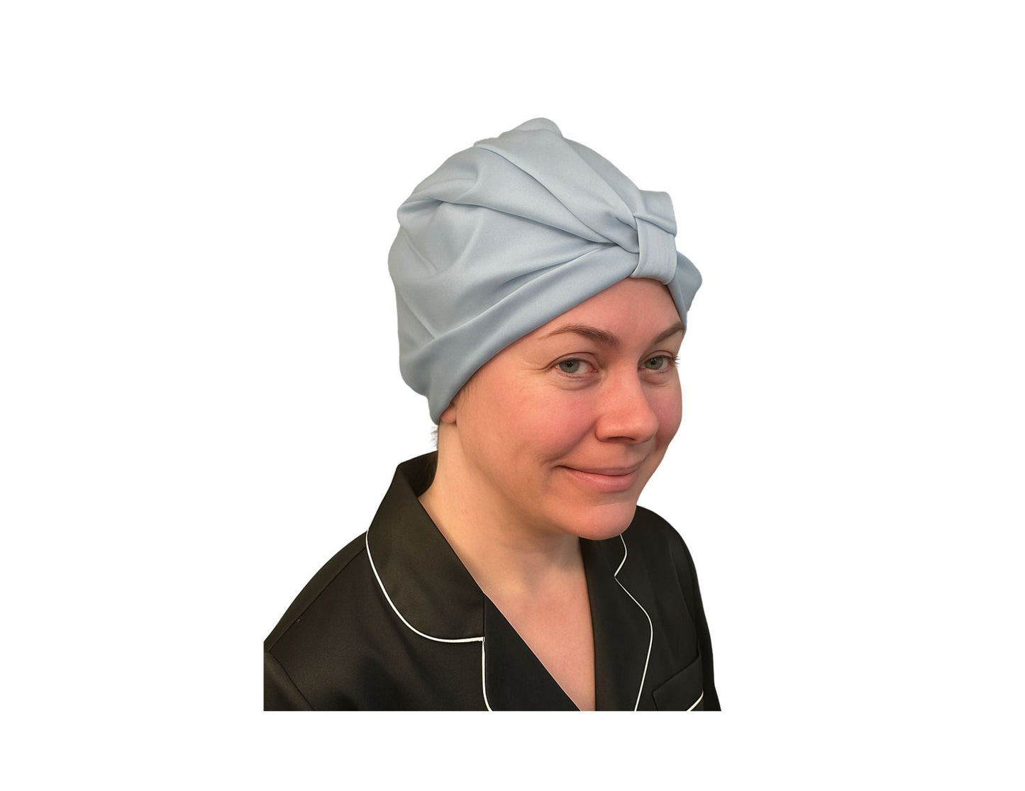 Silk Bonnet Lt. Blue (Square Knotted Design) - Velora Luxury Fashion