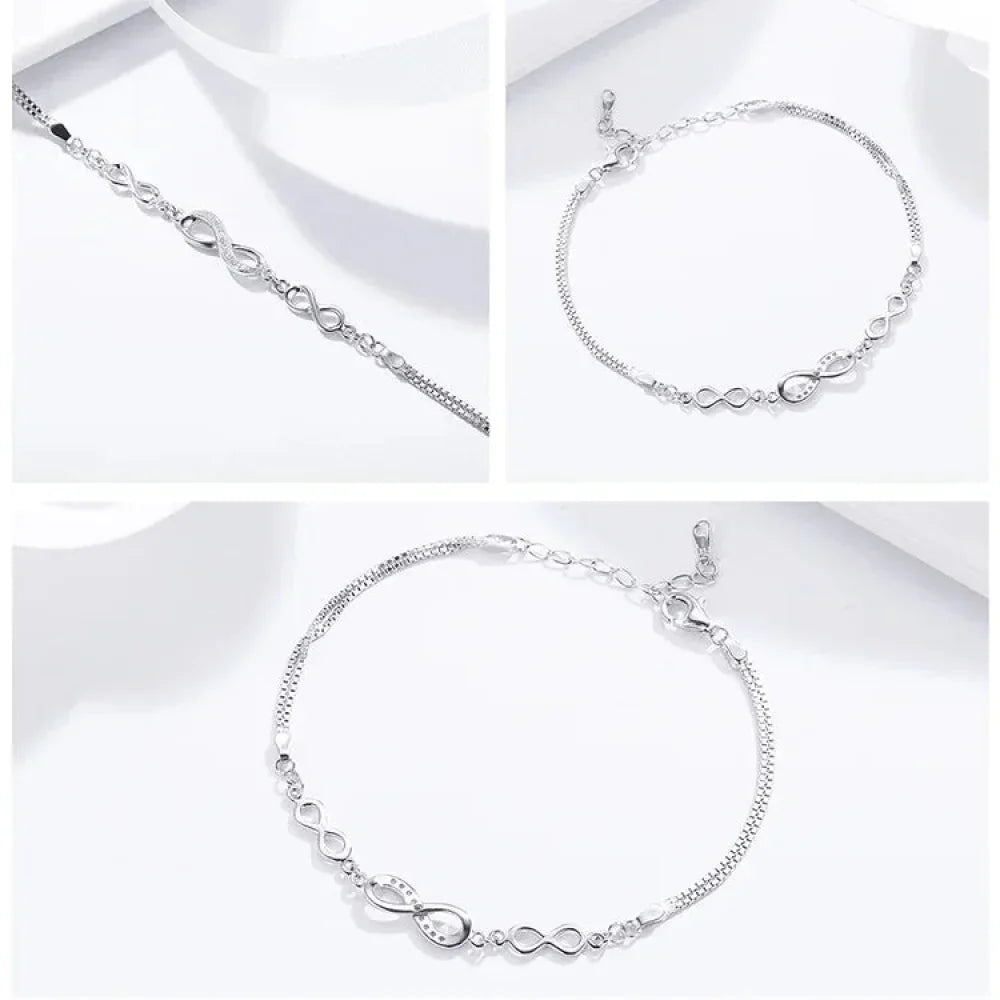 Sterling Silver Infinity Bracelet with CZ – Adjustable - Velora Luxury Fashion