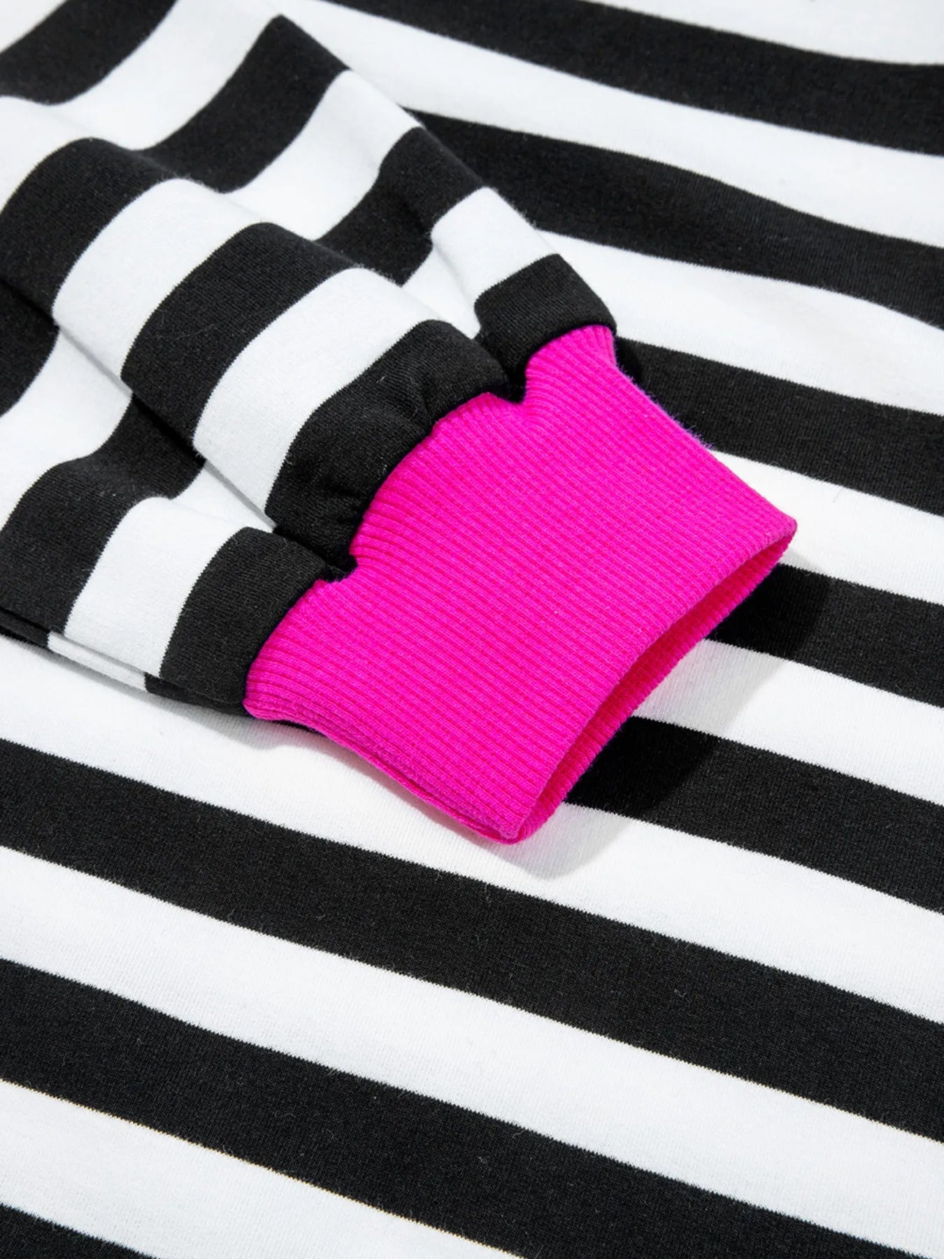 Stripe Contrast Ribbed Banding Long Sleeve Blouse and Loose Shorts Set - Velora Luxury Fashion