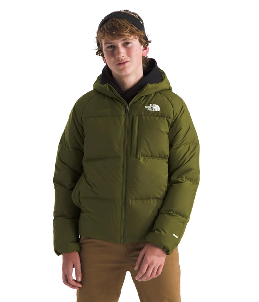 THE NORTH FACE Boys Reversible North Down Hooded Jacket Forest Olive Small - Velora Luxury Fashion