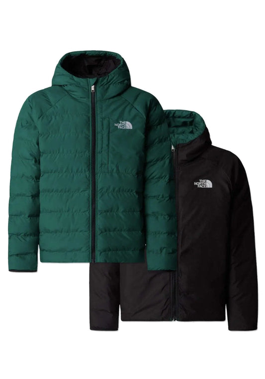 THE NORTH FACE Boys Reversible Perrito Hooded Jacket Evergreen Large - Velora Luxury Fashion