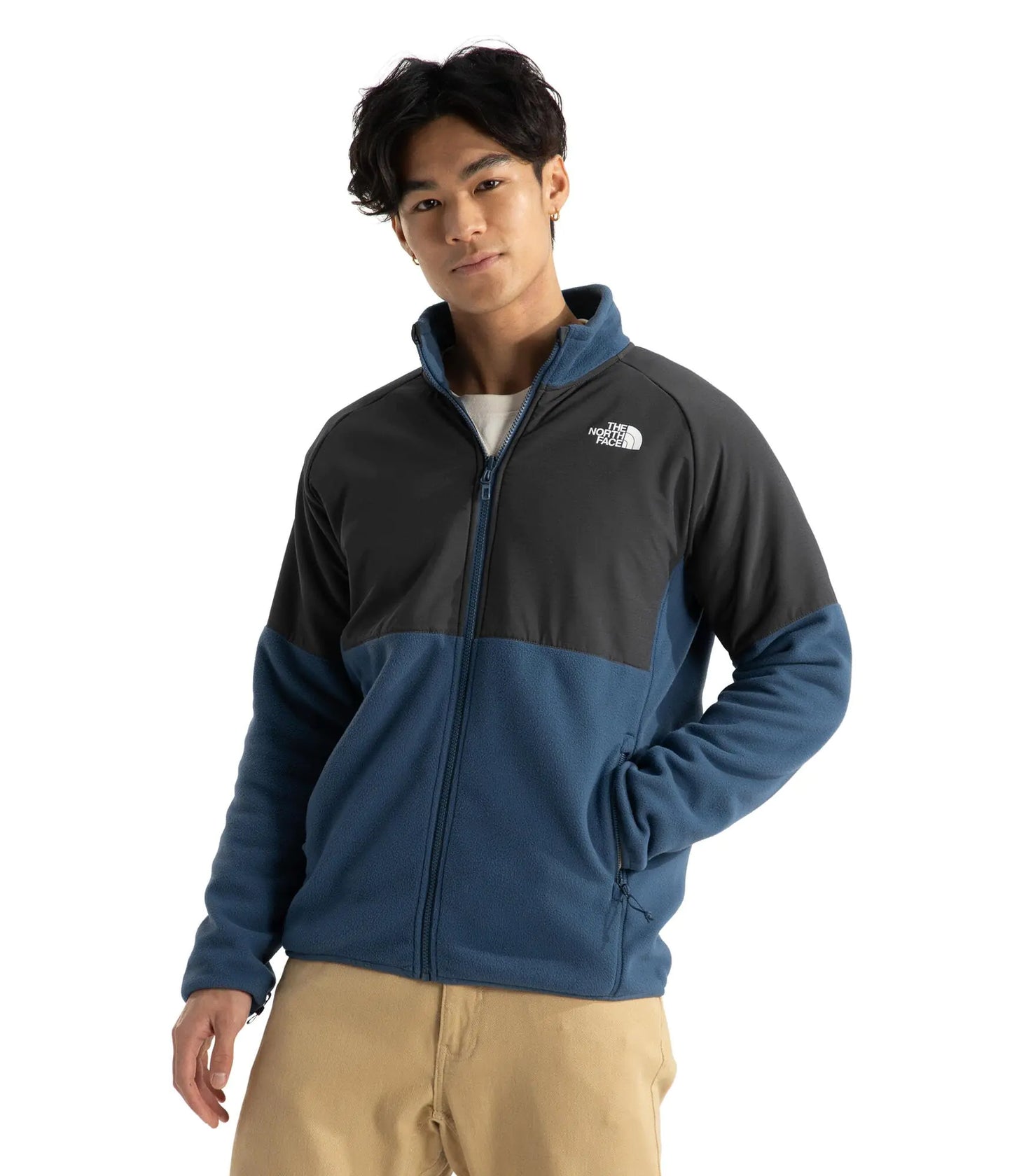 THE NORTH FACE Mens Glacier Heavyweight Full Zip Jacket Shady Blue/Asphalt Grey X-Small - Velora Luxury Fashion