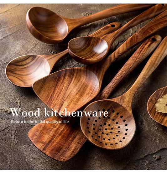 Teak Wooden Cooking Set - Velora Luxury Fashion
