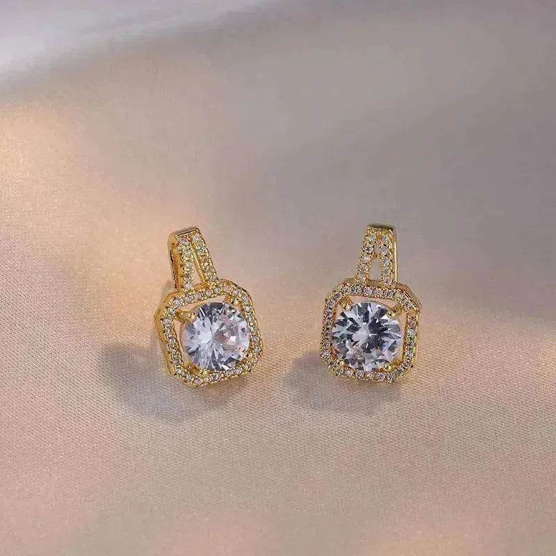 Three-piece Fashion Micro Inlaid Zircon Suit Women Necklace Earring Ring - Velora