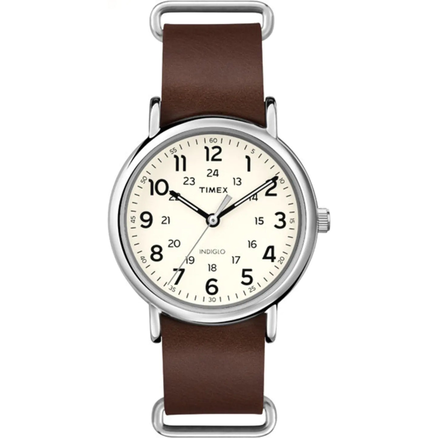 Timex Unisex T2P495 Weekender 40mm Brown Leather Slip-Thru Strap Watch - Velora Luxury Fashion