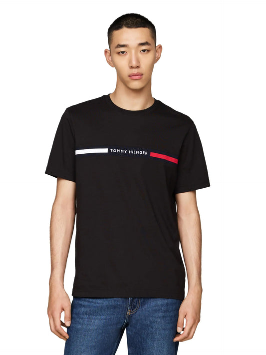 Tommy Hilfiger Mens Chest Insert Tee Black - Velora Luxury Fashion
