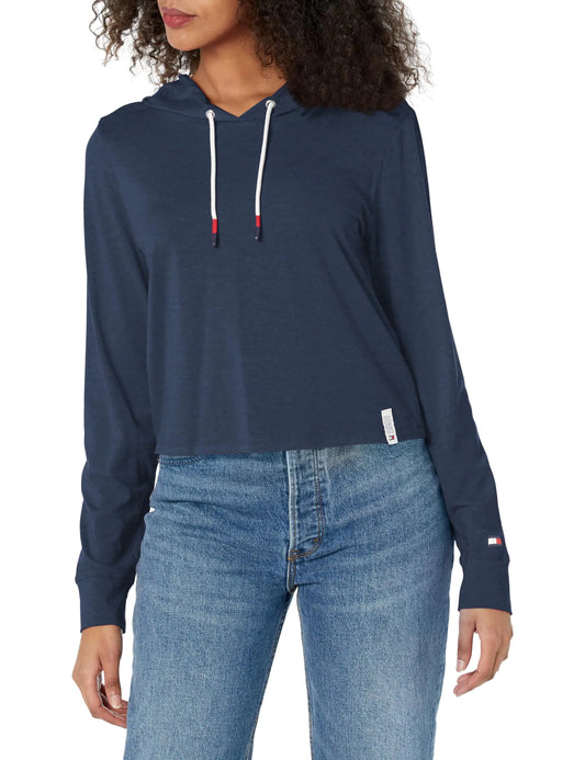 Tommy Hilfiger Womens Performance Hooded TeeNavyXL - Velora Luxury Fashion