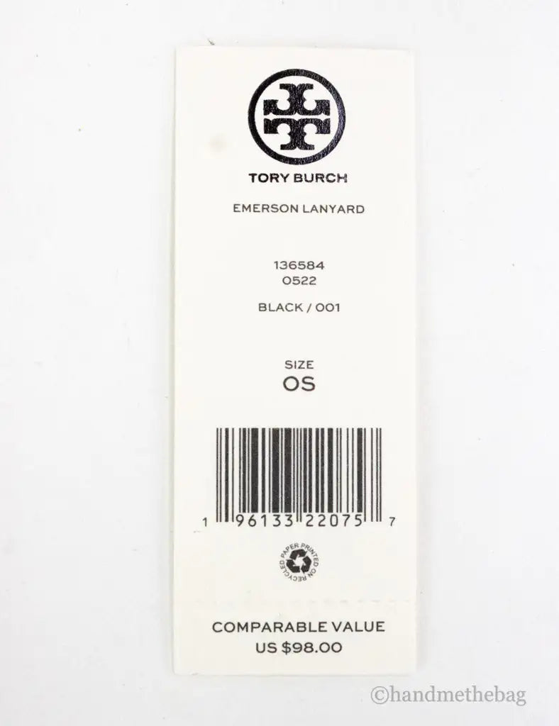 Tory Burch (136584) Emerson Black Saffiano Leather Necklace Lanyard Card Case - Velora Luxury Fashion