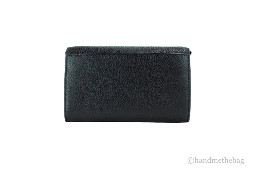 Tory Burch (75029) Thea Small Black Pebble Leather Flat Wallet Crossbody Handbag - Velora Luxury Fashion