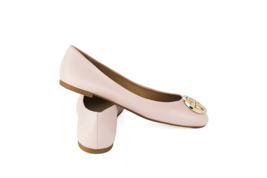 Tory Burch Benton 2 Sea Shell Pink Leather Ballet Flats - Velora Luxury Fashion