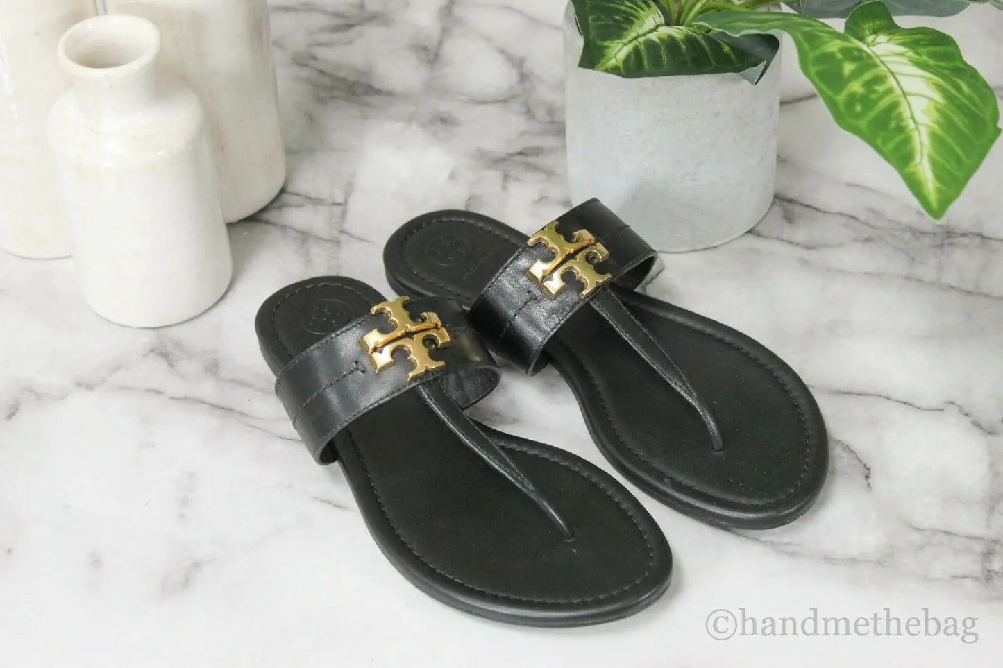 Tory Burch Everly Black Backless Flat Slip On Sandals - Velora Luxury Fashion
