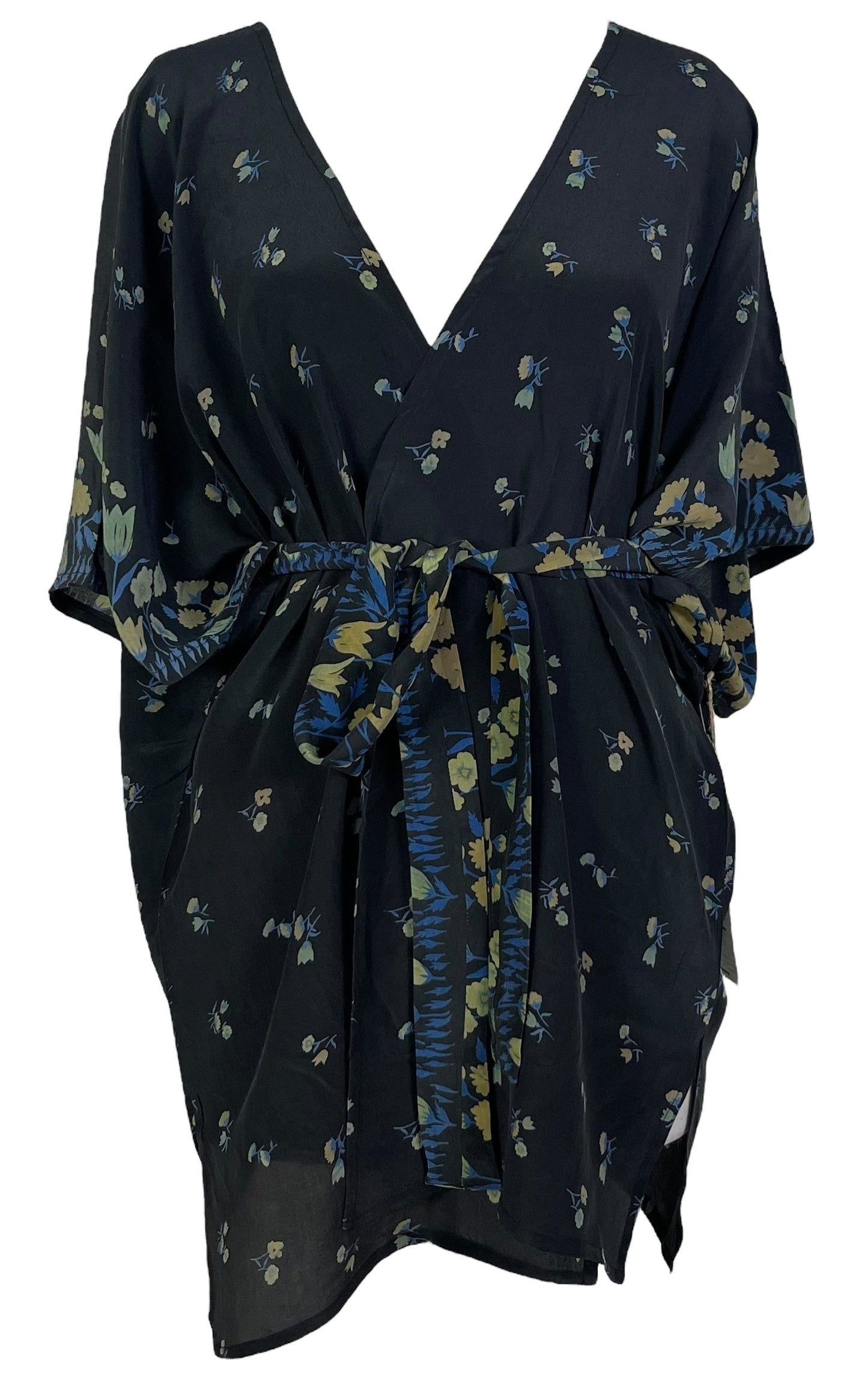 PRC6922 Avatar Pure Silk Kimono-Sleeved Jacket with Belt - Velora