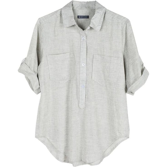 United By Blue Womens Torrey Popover Organic Cotton Shirts - Velora Luxury Fashion