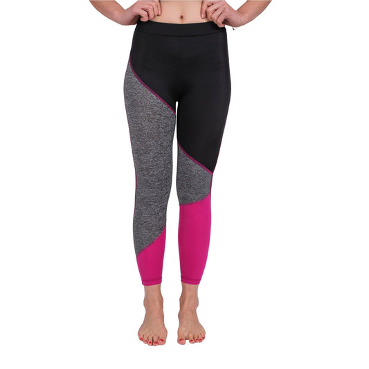 TriTone Flex Fit Yoga Leggings β Charcoal, Black & Fuchsia - Velora