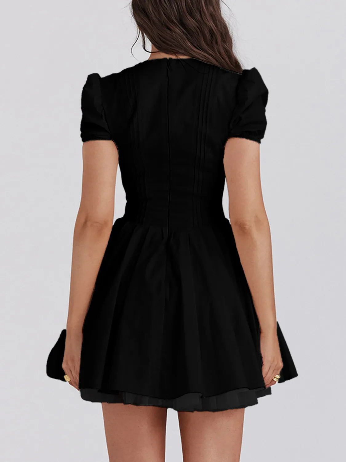 V-Neck Short Sleeve Mini Dress - Velora Luxury Fashion