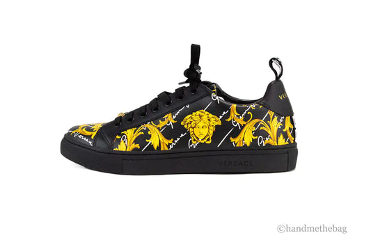 Versace Low Top Leather Vitello St. Barocco Sneakers - Velora Luxury Fashion
