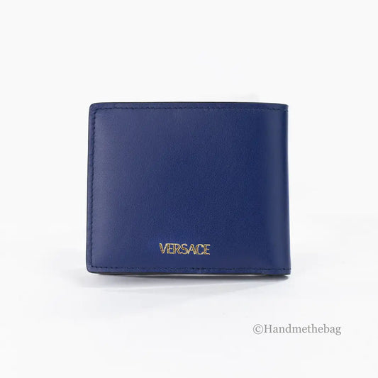 Versace Medusa Navy Leather Bifold Wallet - Velora Luxury Fashion