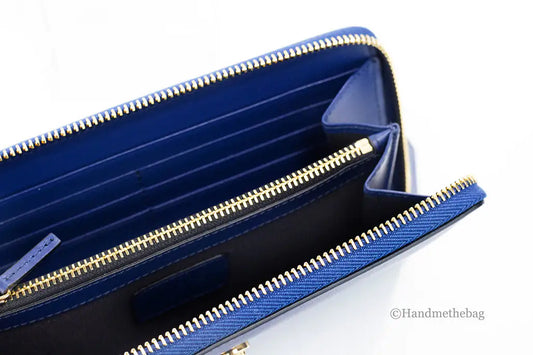 Versace Navy Leather Medusa Continental Clutch Wallet - Velora Luxury Fashion