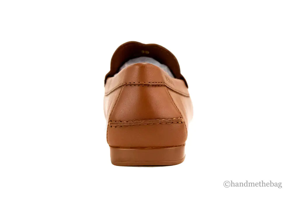 Versace Warm Brown Leather Gold Greek Key Driver Loafers - Velora Luxury Fashion