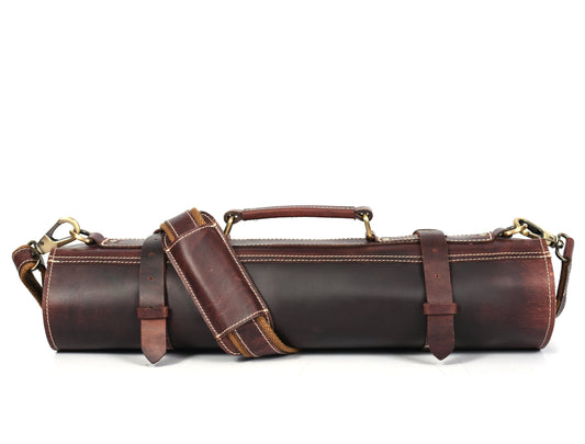 Vicenza Leather Knife Roll - Walnut Brown ( KR-53 ) - Velora Luxury Fashion