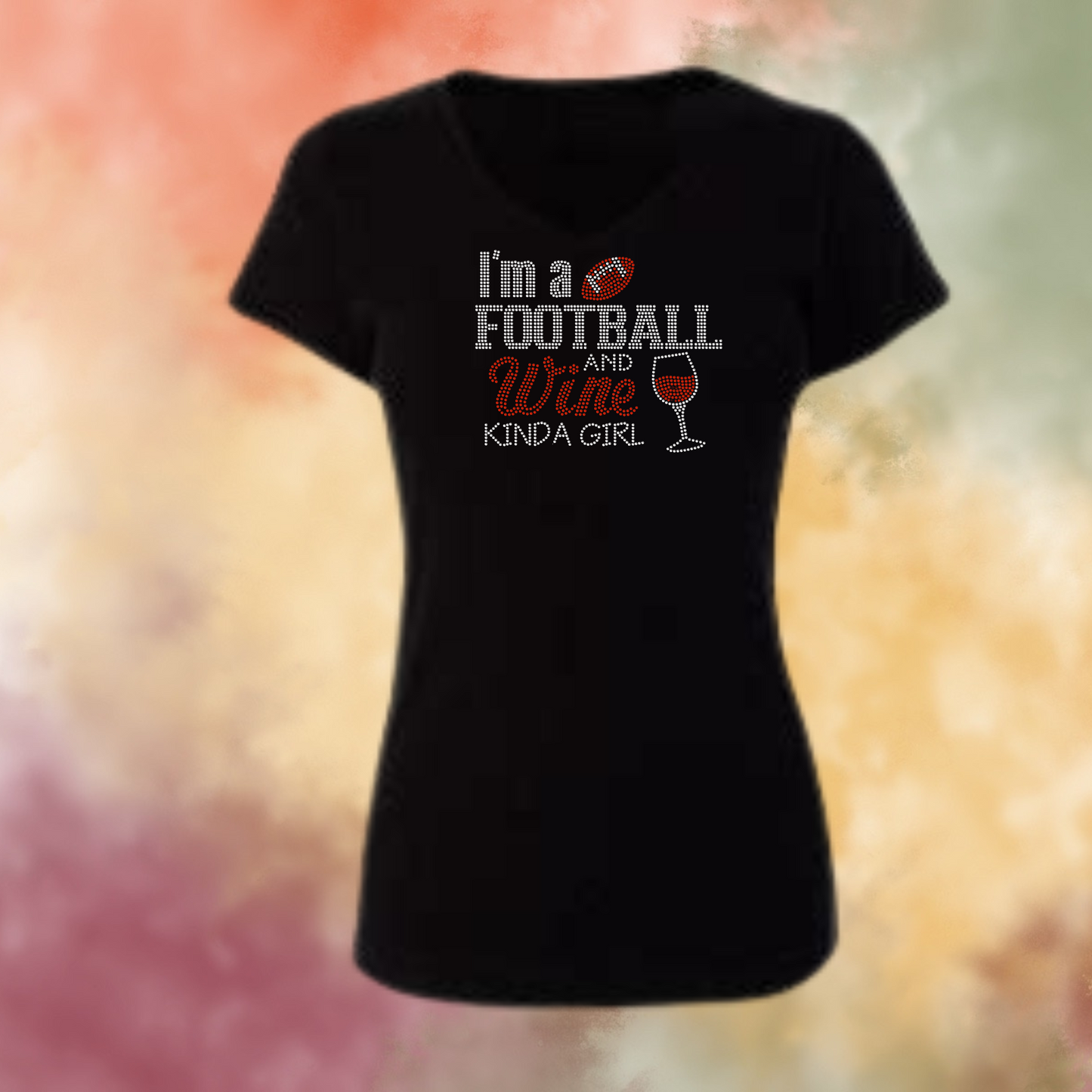 Wine and Football Kinda Girl Rhinestone Shirt – Game Day Sparkle Bling Tee | Blingdazzel