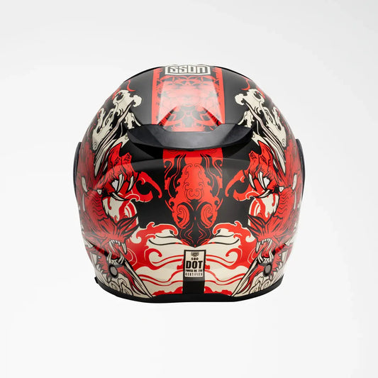 Voss 580 Conquest Matte Red Dragon Helmet - Velora Luxury Fashion