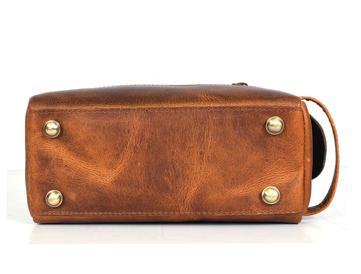 Winston Leather Toiletry Bag - Caramel Brown - Velora Luxury Fashion