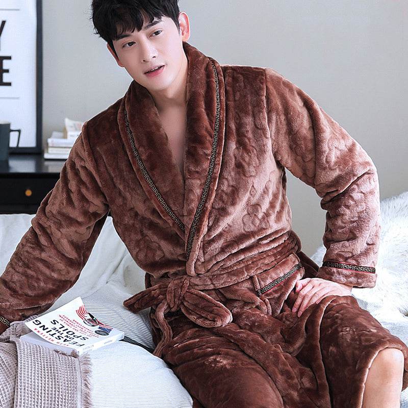 Coral Dressing Gown – Luxurious Thick Rabbit Fur Pajamas for Men EX-STOCK Canada