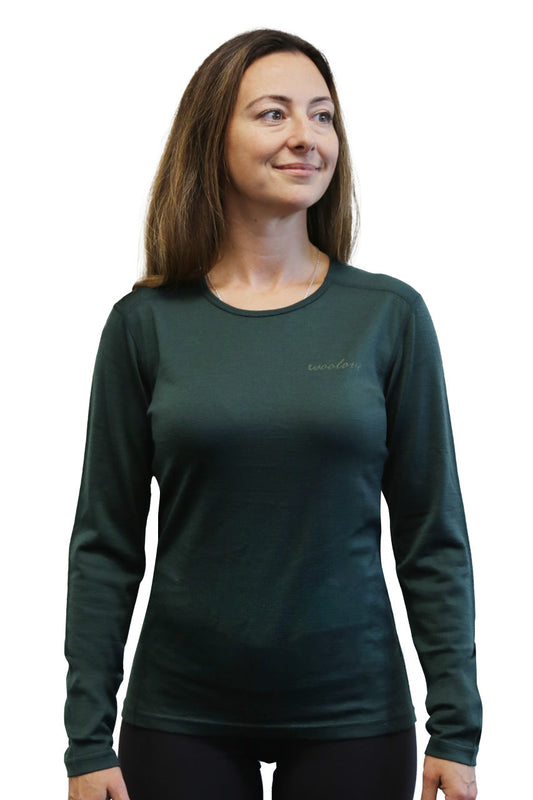Women's 100% Merino Wool Base Layer Long Sleeve Crew Neck Shirt 190 GSM - Velora Luxury Fashion