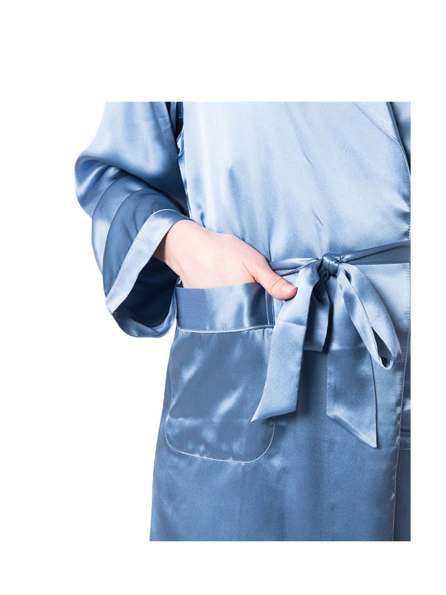 Women's Mulberry Silk Robe Twilight Blue - Velora Luxury Fashion