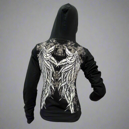 Women's Rhinestone Angel Wing Hoodie - Velora Luxury Fashion