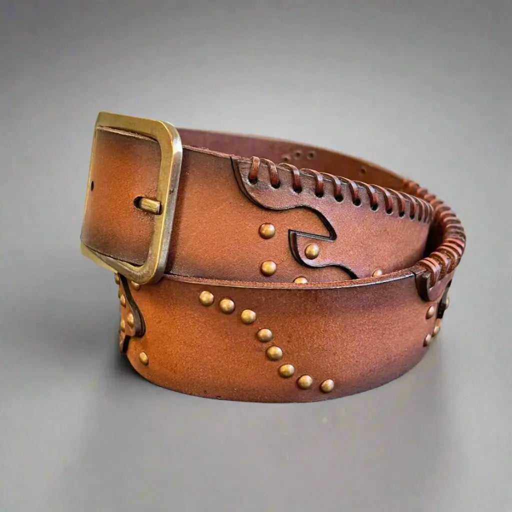 Women's Full-Grain Leather Belt with Studs Boutique of Leathers/Open Road