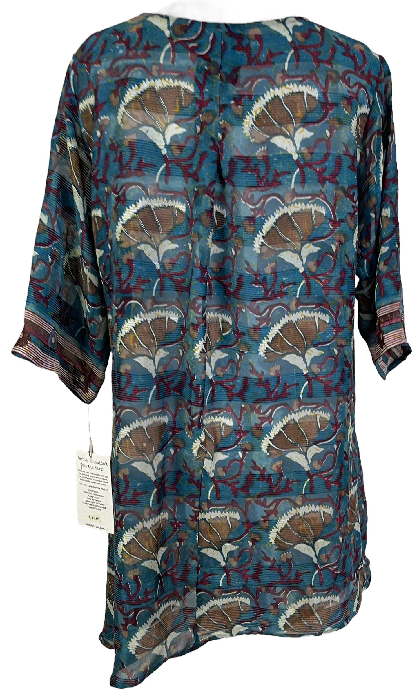 PRG6038 Sheer Avatar Pure Silk Self Pocket Tunic Dress - Velora