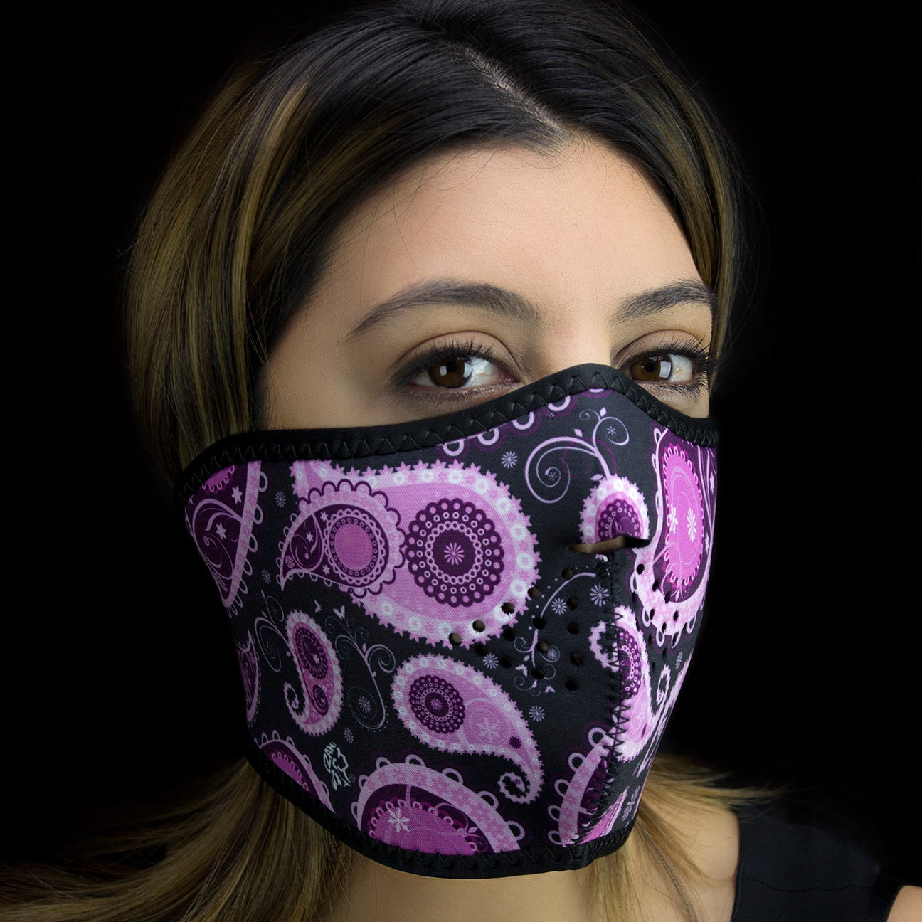 ZANheadgear Half Mask Neoprene Purple Paisley Boutique of Leathers/Open Road
