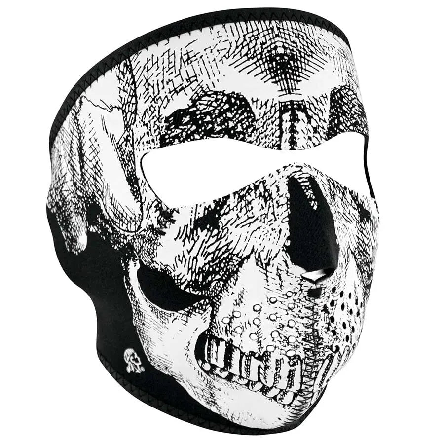 ZANheadgear Full Mask Neoprene Black & White Skull Face Glow In the Dark Boutique of Leathers/Open Road