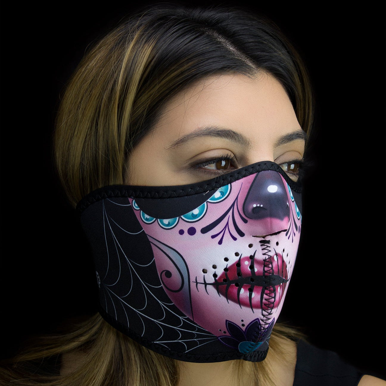 ZANheadgear Sugar Skull Half Face Neoprene Mask - Velora Luxury Fashion